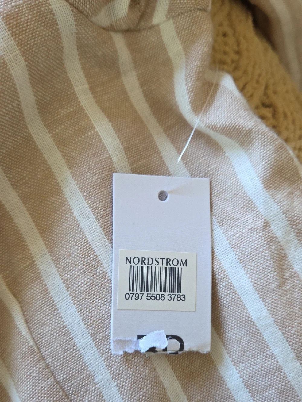 BP Nordstrom Tan & White Linen Blend Single Button Blazer - Size L - Picture 7 of 8